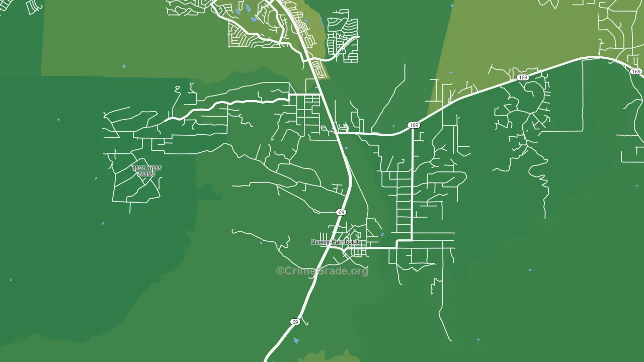 Dewey-Humboldt, AZ Map of Vehicle Theft Rates