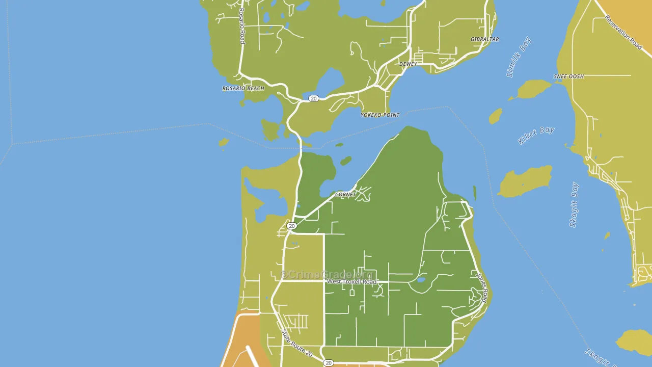 Dewey, WA Map of Vehicle Theft Rates