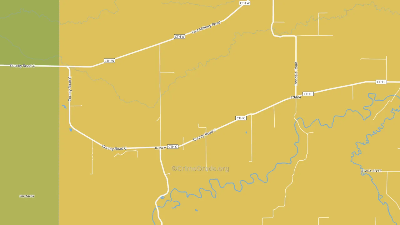 Dewey, WI Map of Vehicle Theft Rates