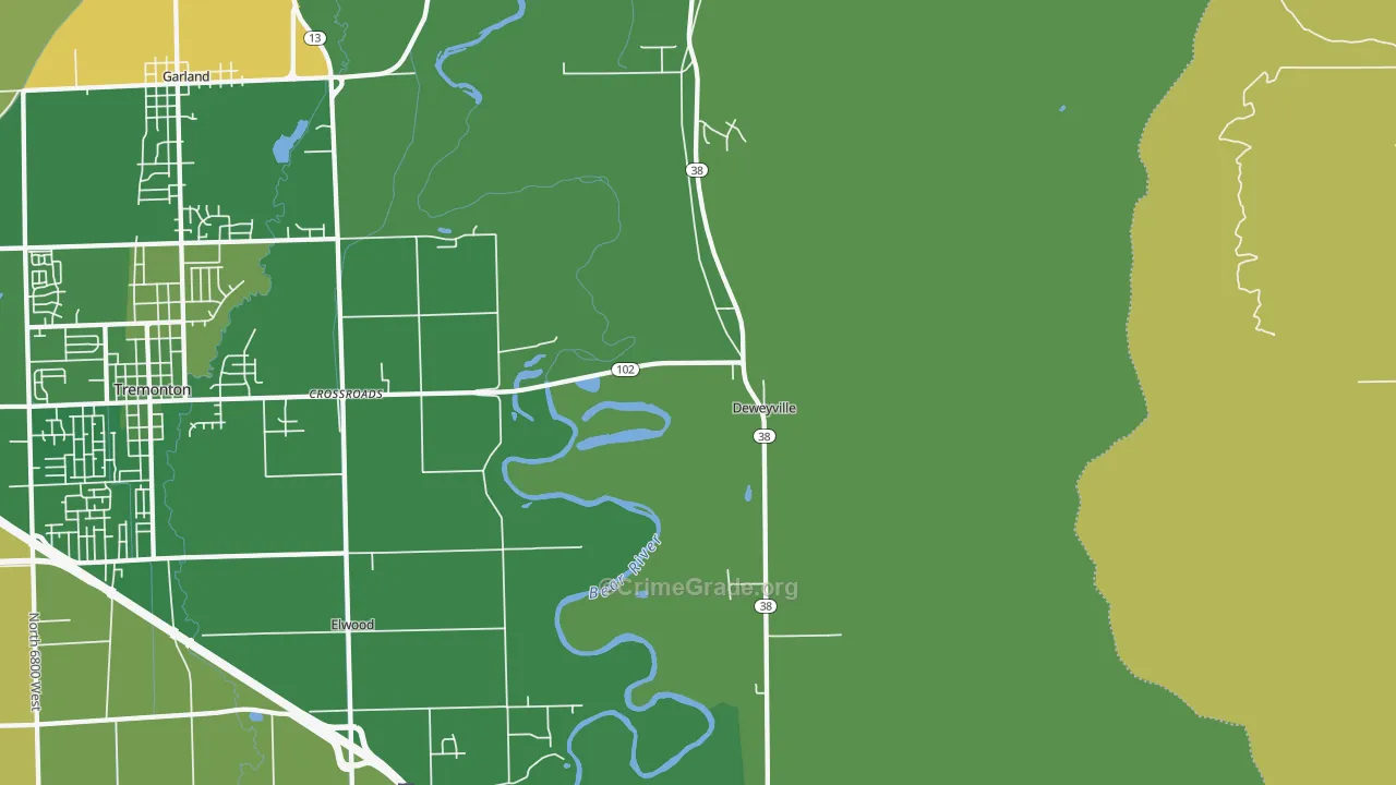 Deweyville, UT Map of Vehicle Theft Rates