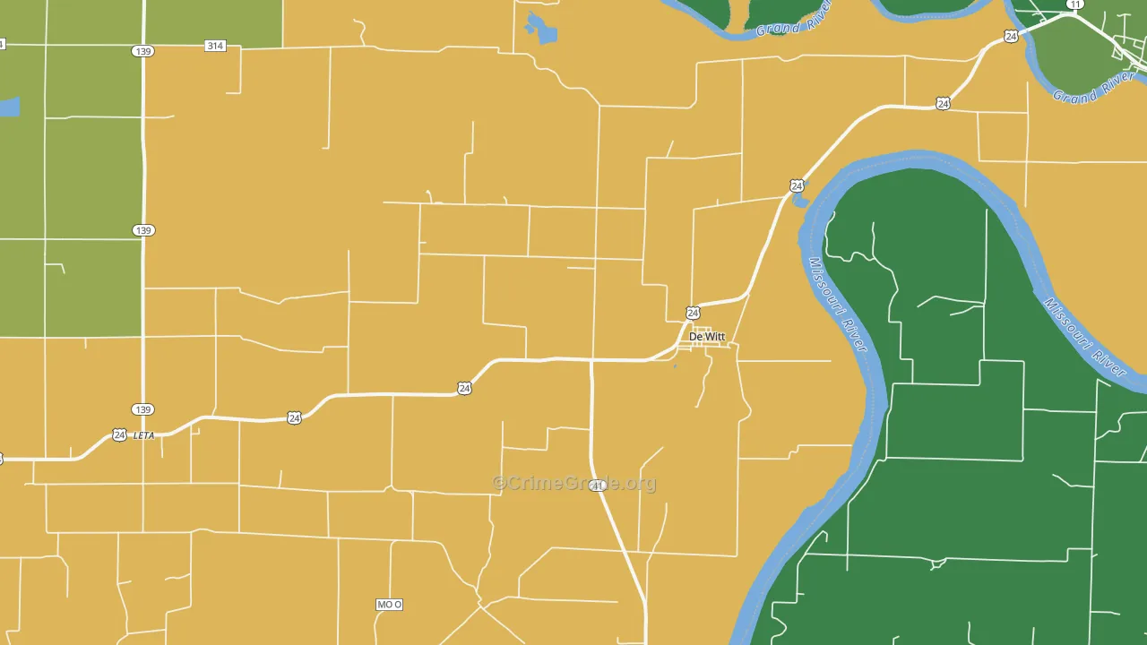 DeWitt, MO Map of Vehicle Theft Rates
