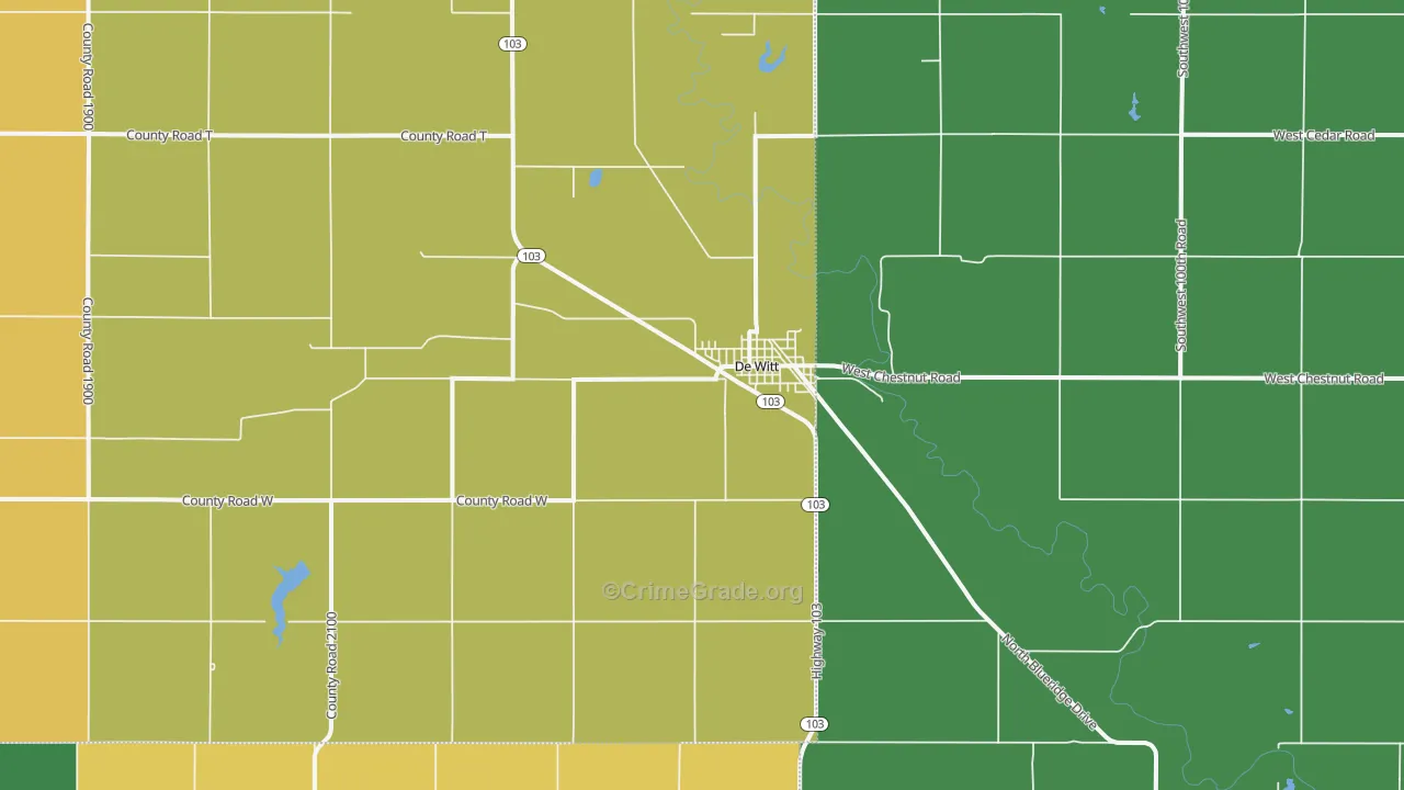 DeWitt, NE Map of Vehicle Theft Rates
