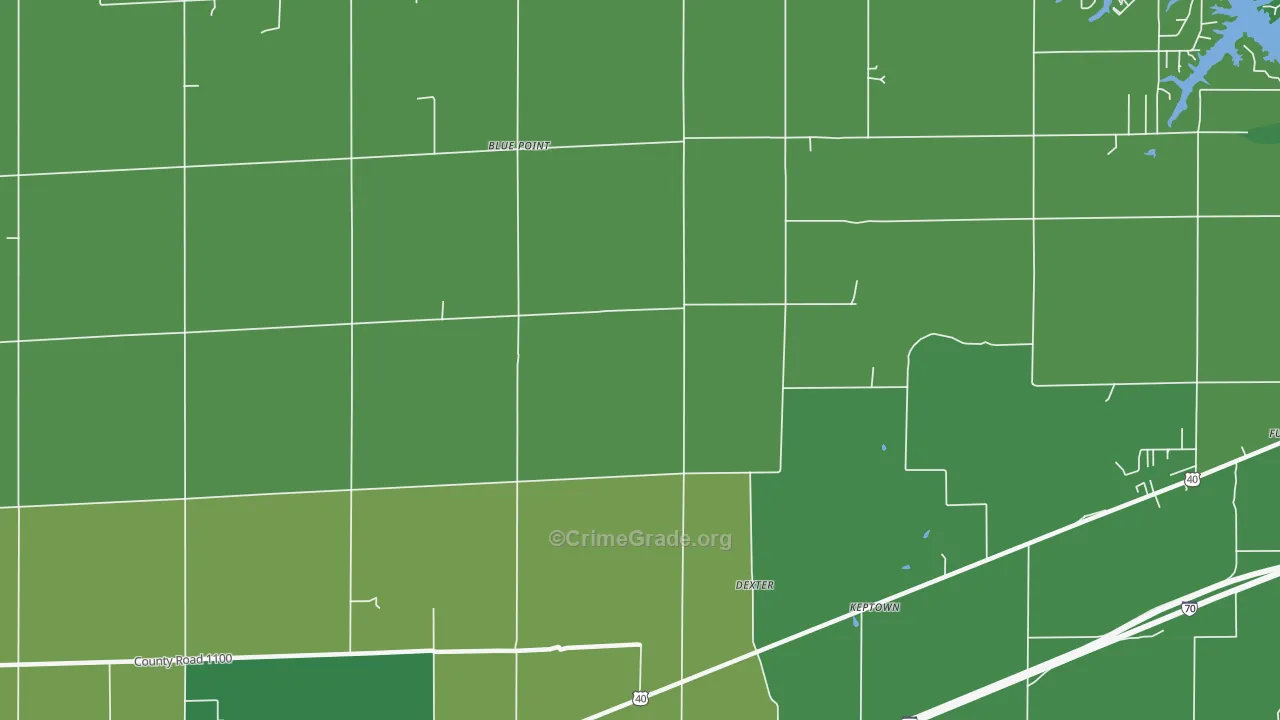 Dexter, IL Map of Vehicle Theft Rates