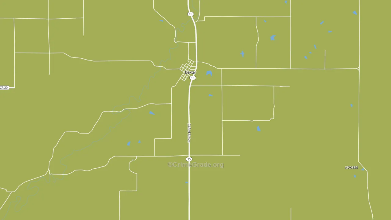 Dexter, KS Map of Vehicle Theft Rates