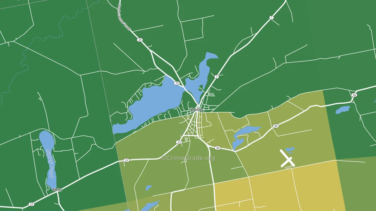 Dexter, ME Map of Vehicle Theft Rates