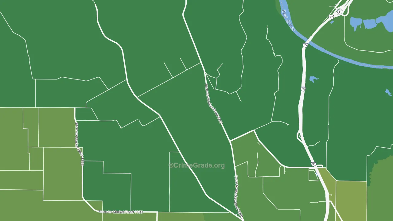 Dexter, TX Map of Vehicle Theft Rates
