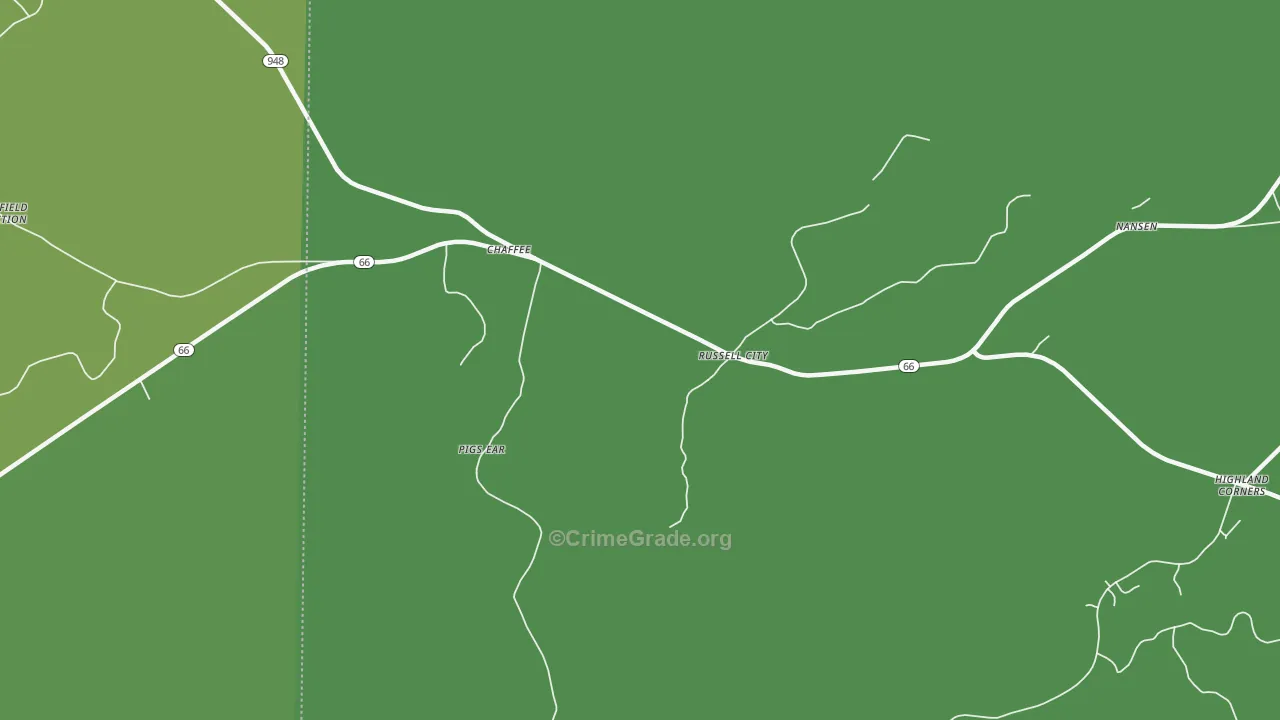 DeYoung, PA Map of Vehicle Theft Rates