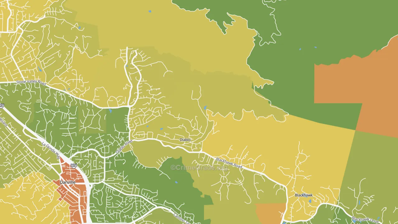 Diablo, CA Map of Vehicle Theft Rates