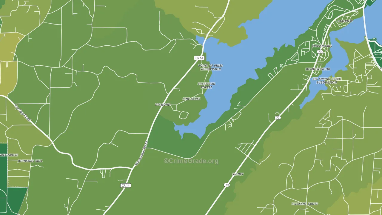 Diamond, AL Map of Vehicle Theft Rates