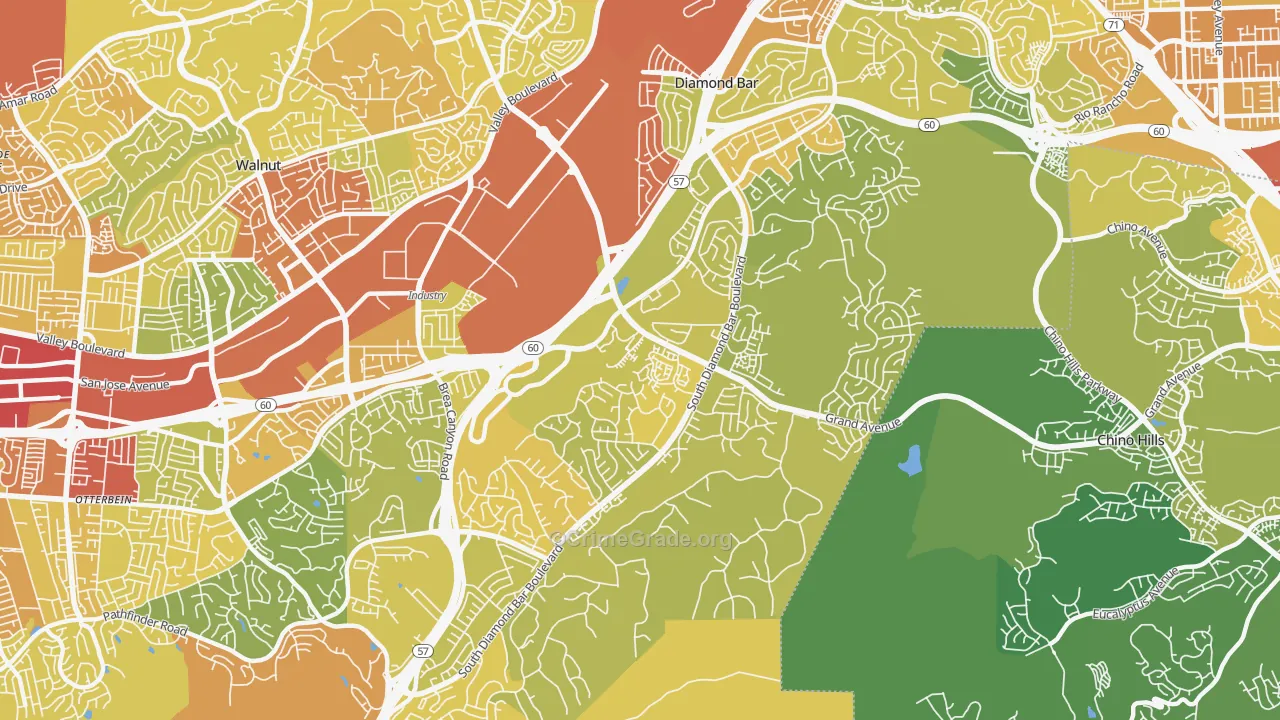 Diamond Bar, CA Map of Vehicle Theft Rates