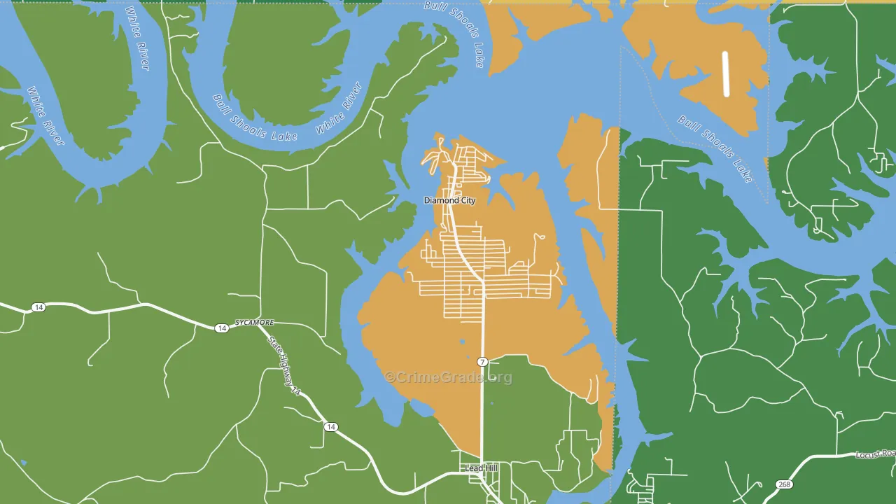 Diamond City, AR Map of Vehicle Theft Rates