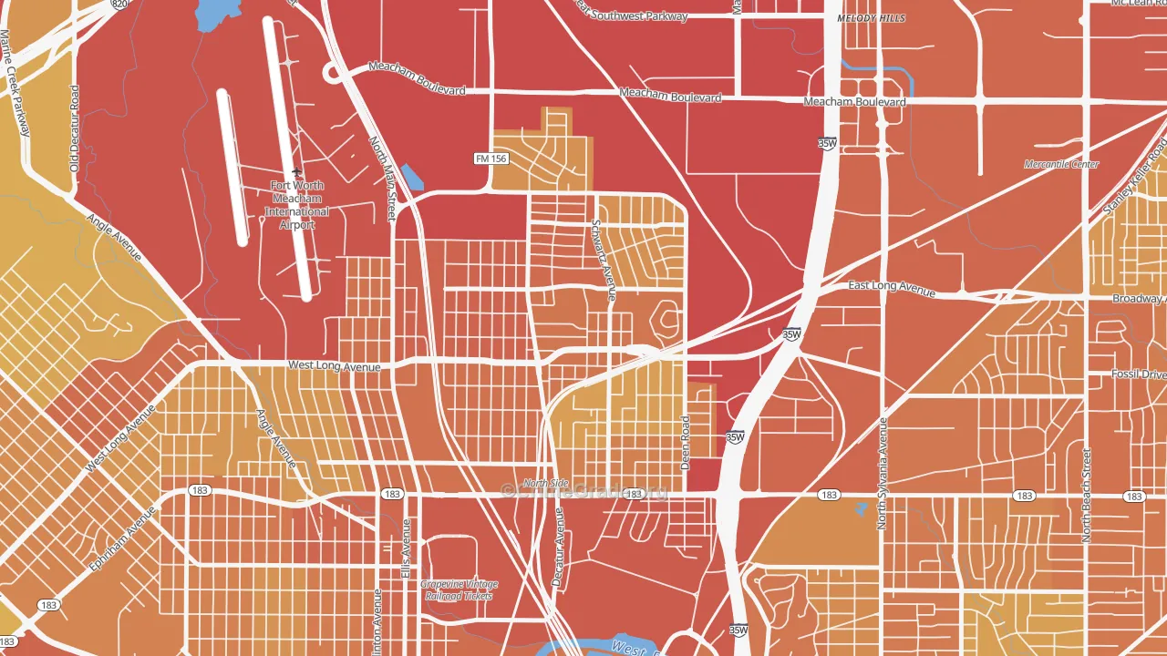 Diamond Hill-Jarvis, Fort Worth, TX Map of Vehicle Theft Rates