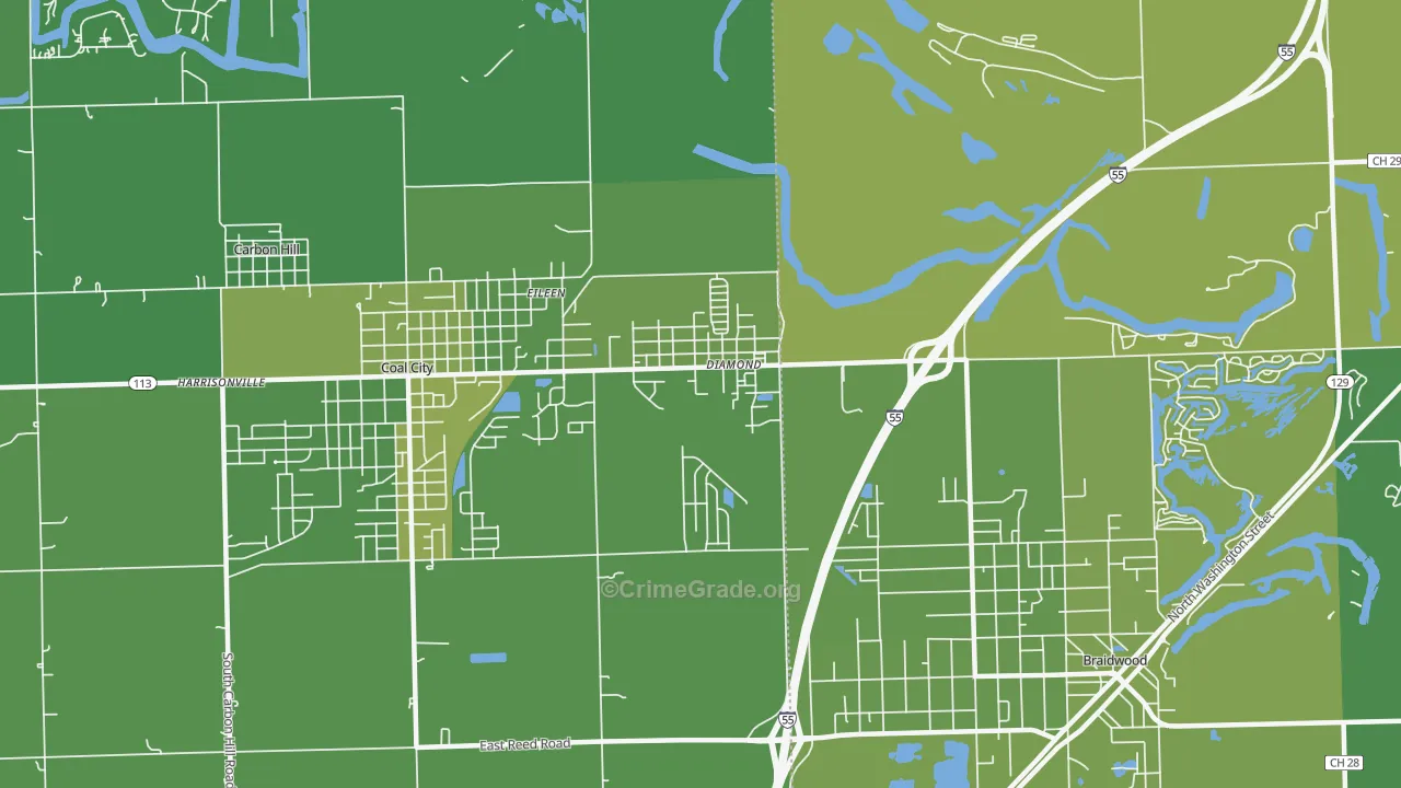 Diamond, IL Map of Vehicle Theft Rates