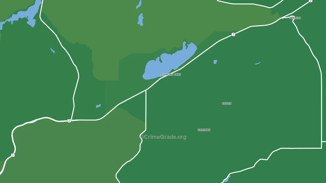 Diamond Lake, WA Map of Vehicle Theft Rates