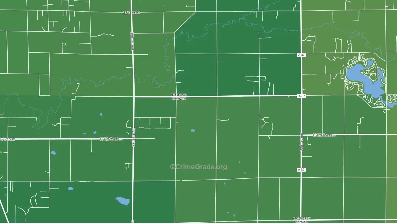 Diamond Springs, MI Map of Vehicle Theft Rates