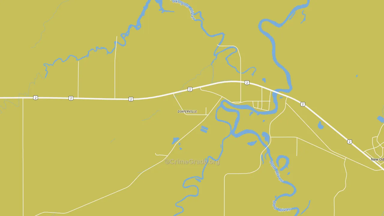 Diaperville, WI Map of Vehicle Theft Rates
