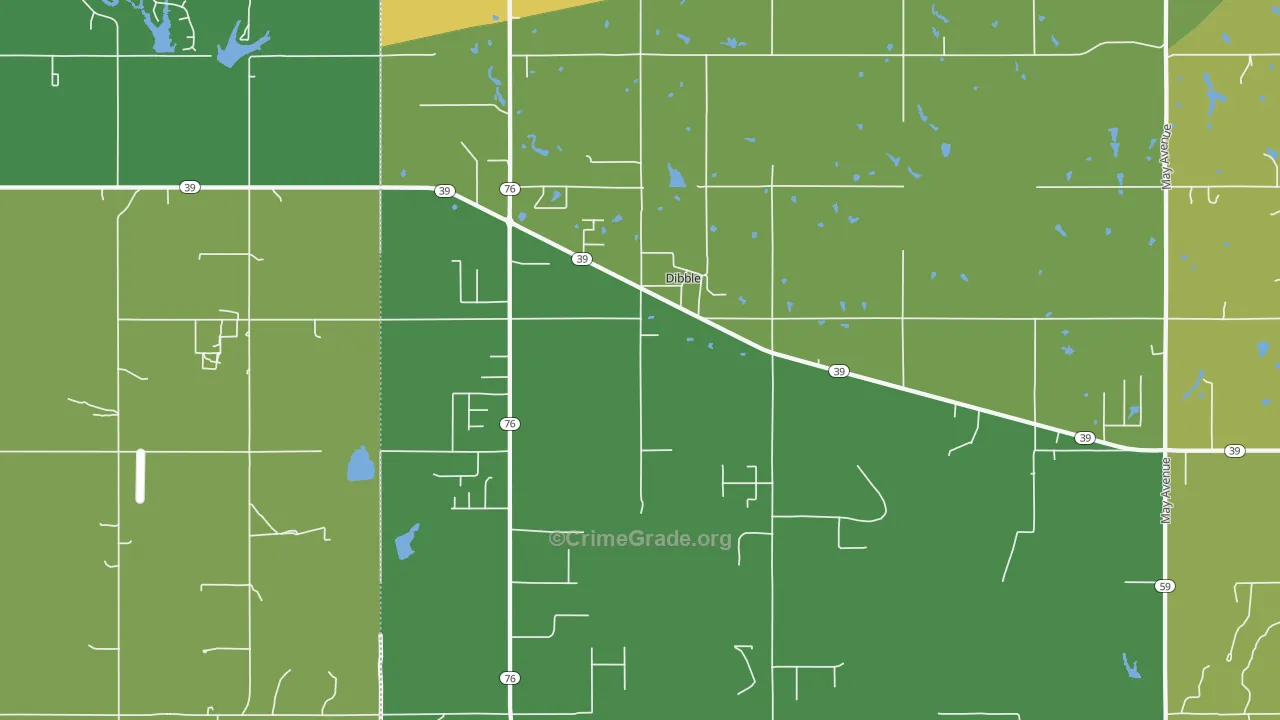 Dibble, OK Map of Vehicle Theft Rates