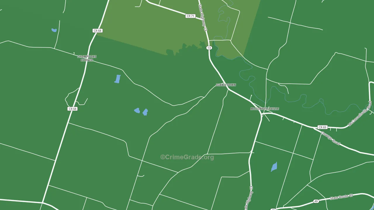 Dibbletown, NY Map of Vehicle Theft Rates
