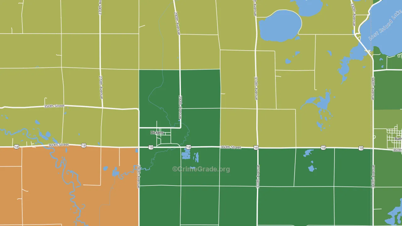 Dickens, IA Map of Vehicle Theft Rates