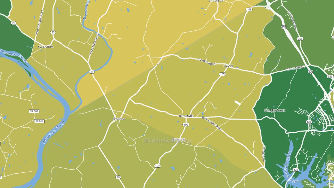 Dickerson, MD Map of Vehicle Theft Rates