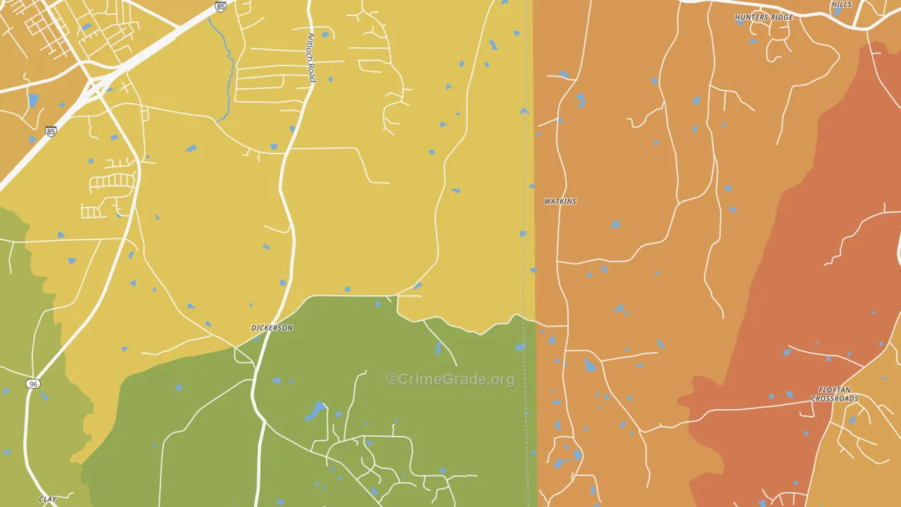 Dickerson, NC Map of Vehicle Theft Rates