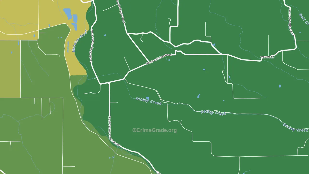 Dickey Prairie, OR Map of Vehicle Theft Rates