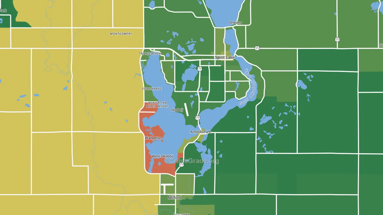Dickinson County, IA Map of Vehicle Theft Rates