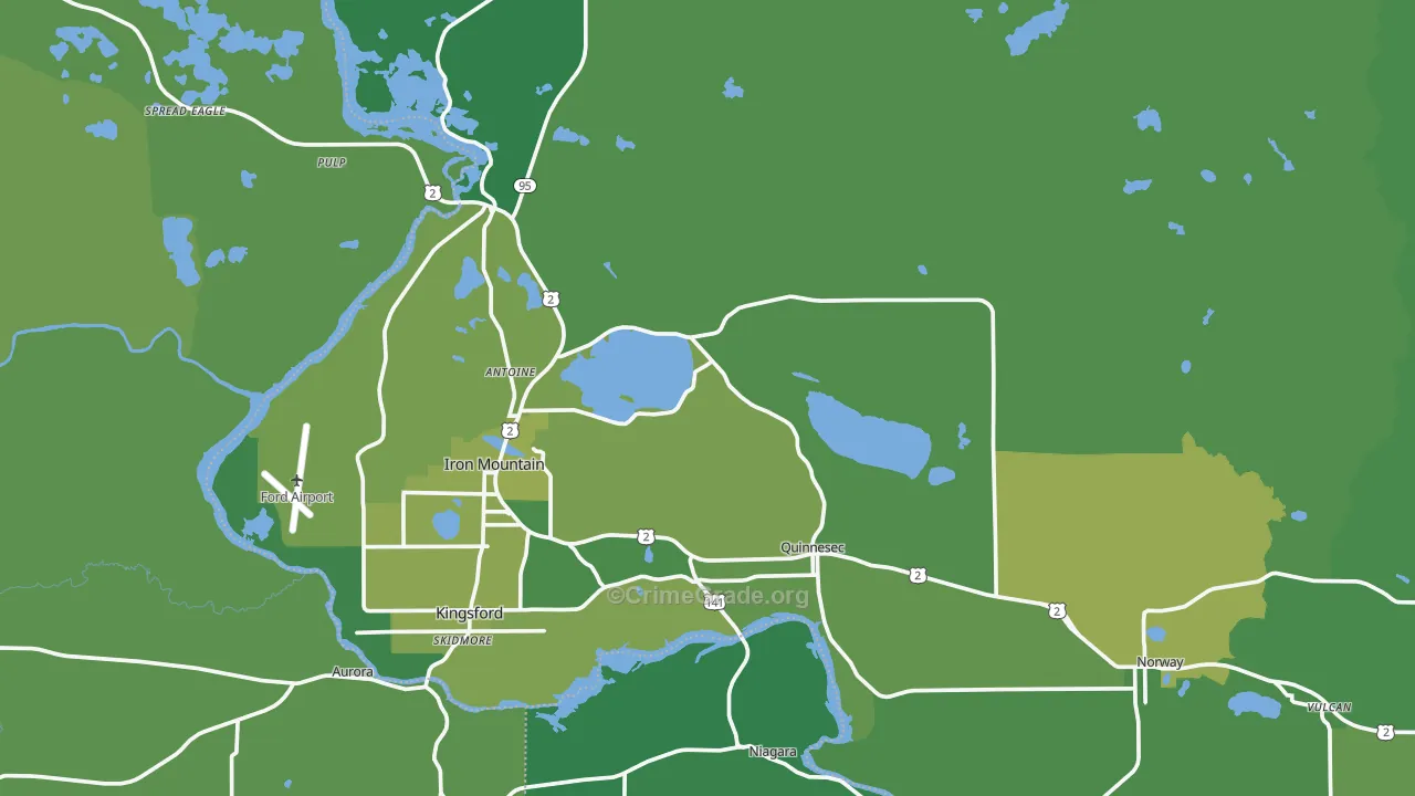 Dickinson County, MI Map of Vehicle Theft Rates