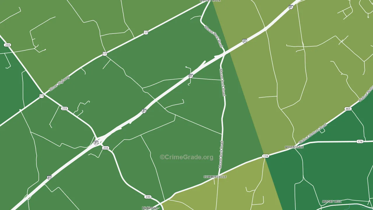 Dickinson, PA Map of Vehicle Theft Rates
