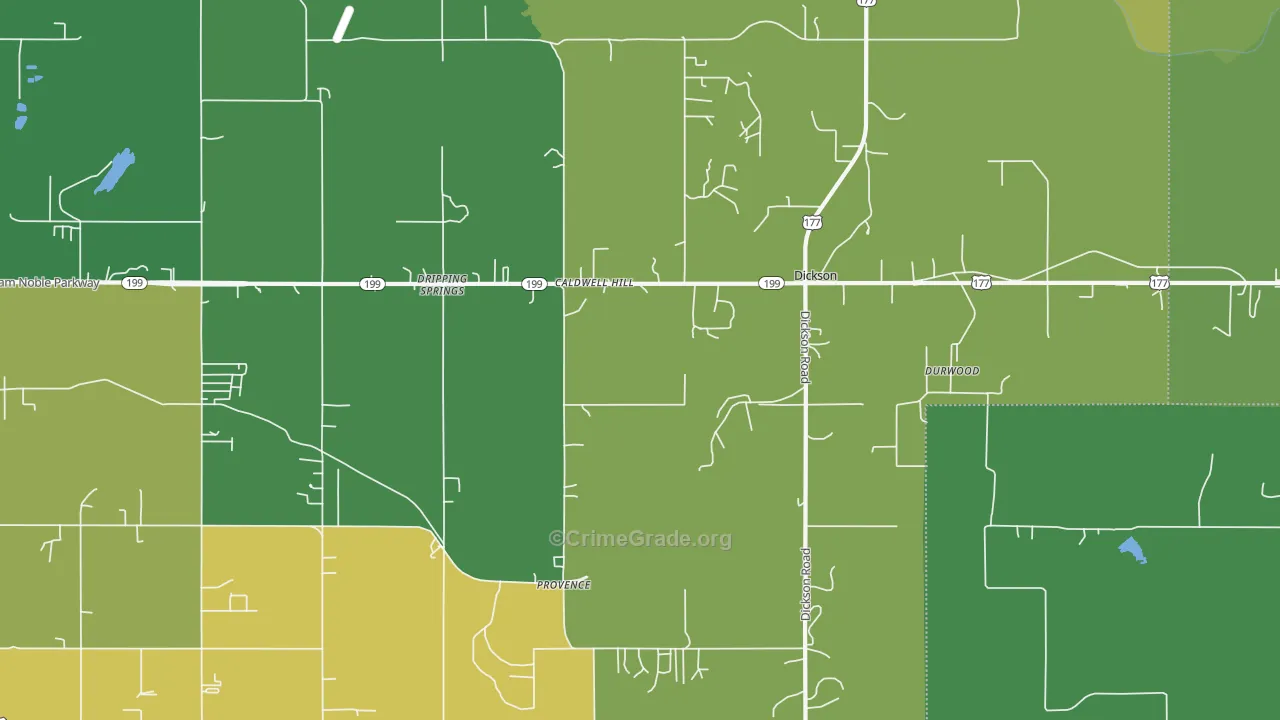 Dickson, OK Map of Vehicle Theft Rates