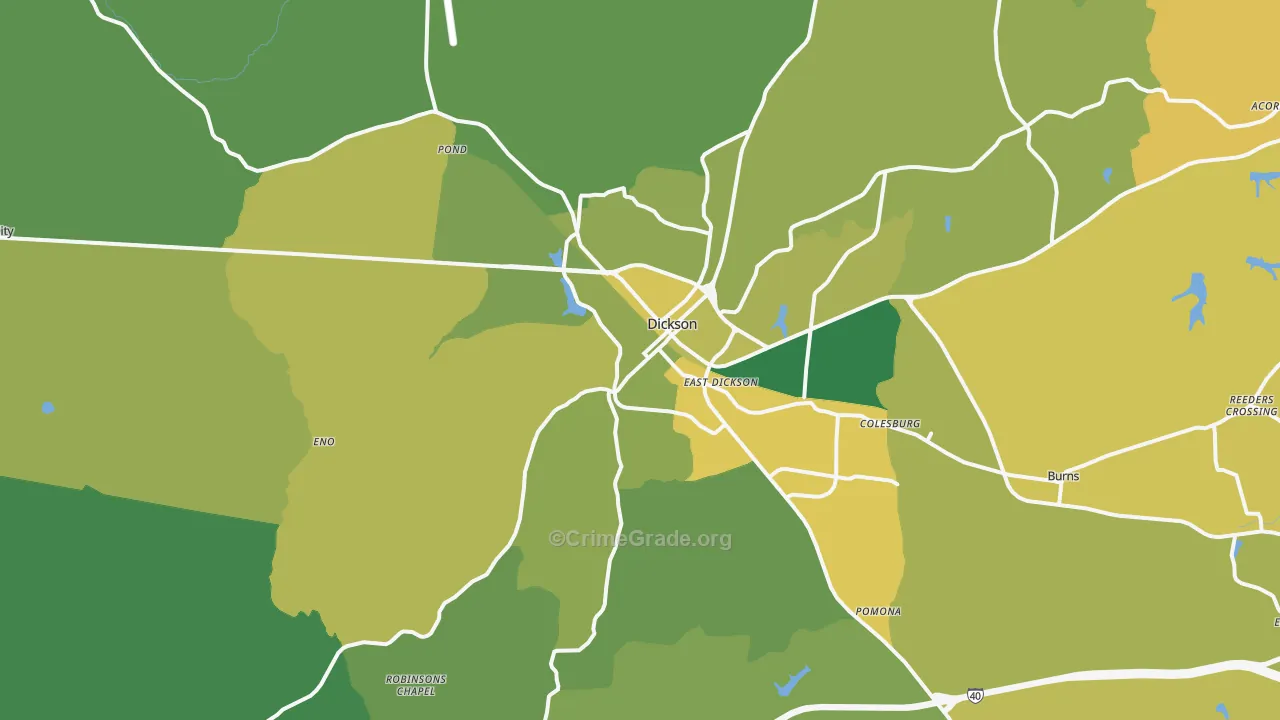 Dickson, TN Map of Vehicle Theft Rates
