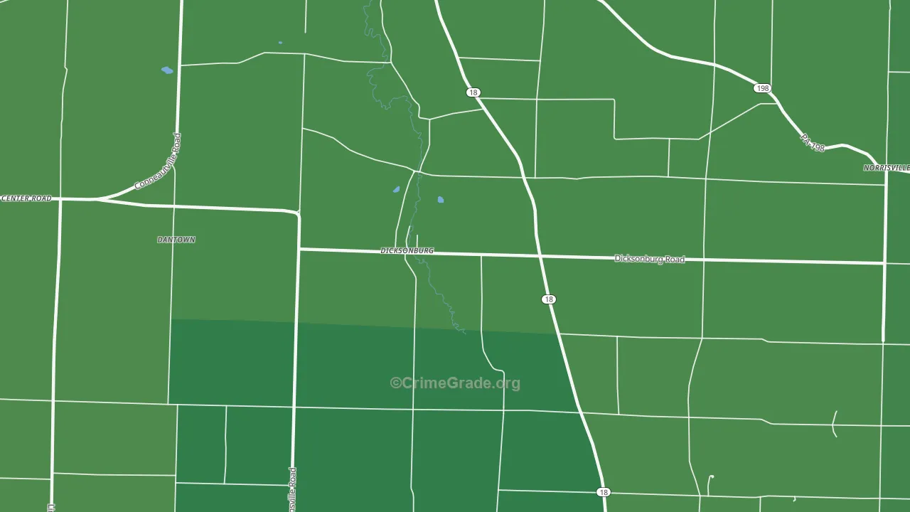 Dicksonburg, PA Map of Vehicle Theft Rates