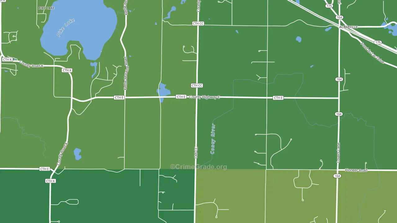 Diefenbach Corners, WI Map of Vehicle Theft Rates