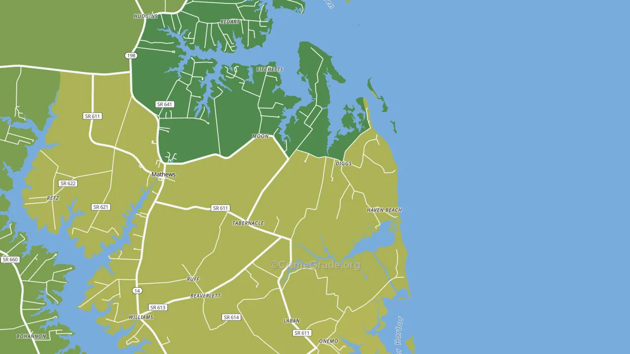 Diggs, VA Map of Vehicle Theft Rates