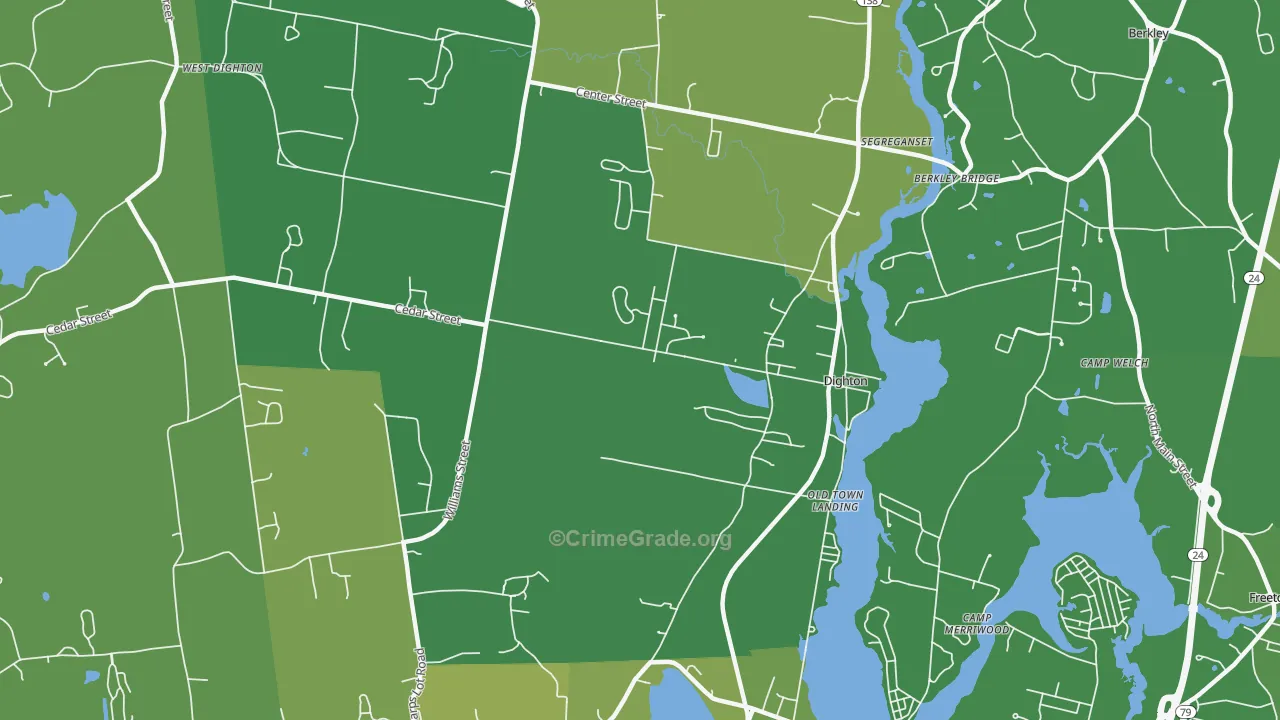 Dighton, MA Map of Vehicle Theft Rates