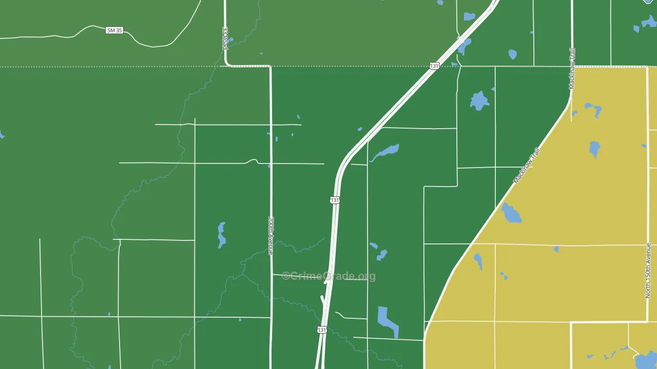 Dighton, MI Map of Vehicle Theft Rates