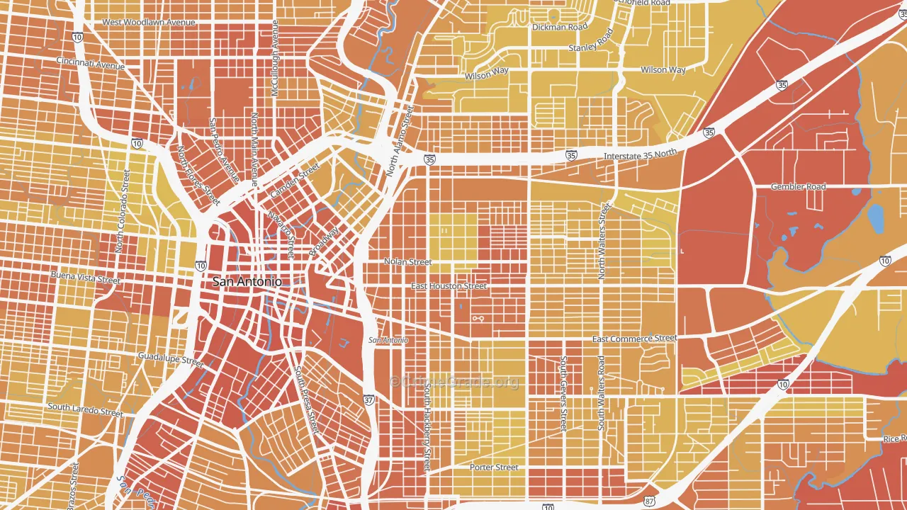 Dignowity Hill, San Antonio, TX Map of Vehicle Theft Rates