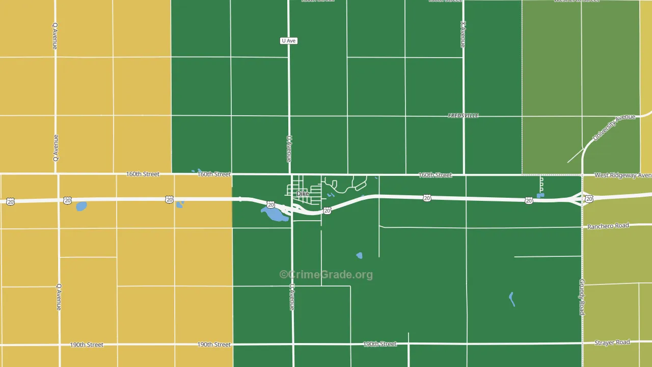 Dike, IA Map of Vehicle Theft Rates
