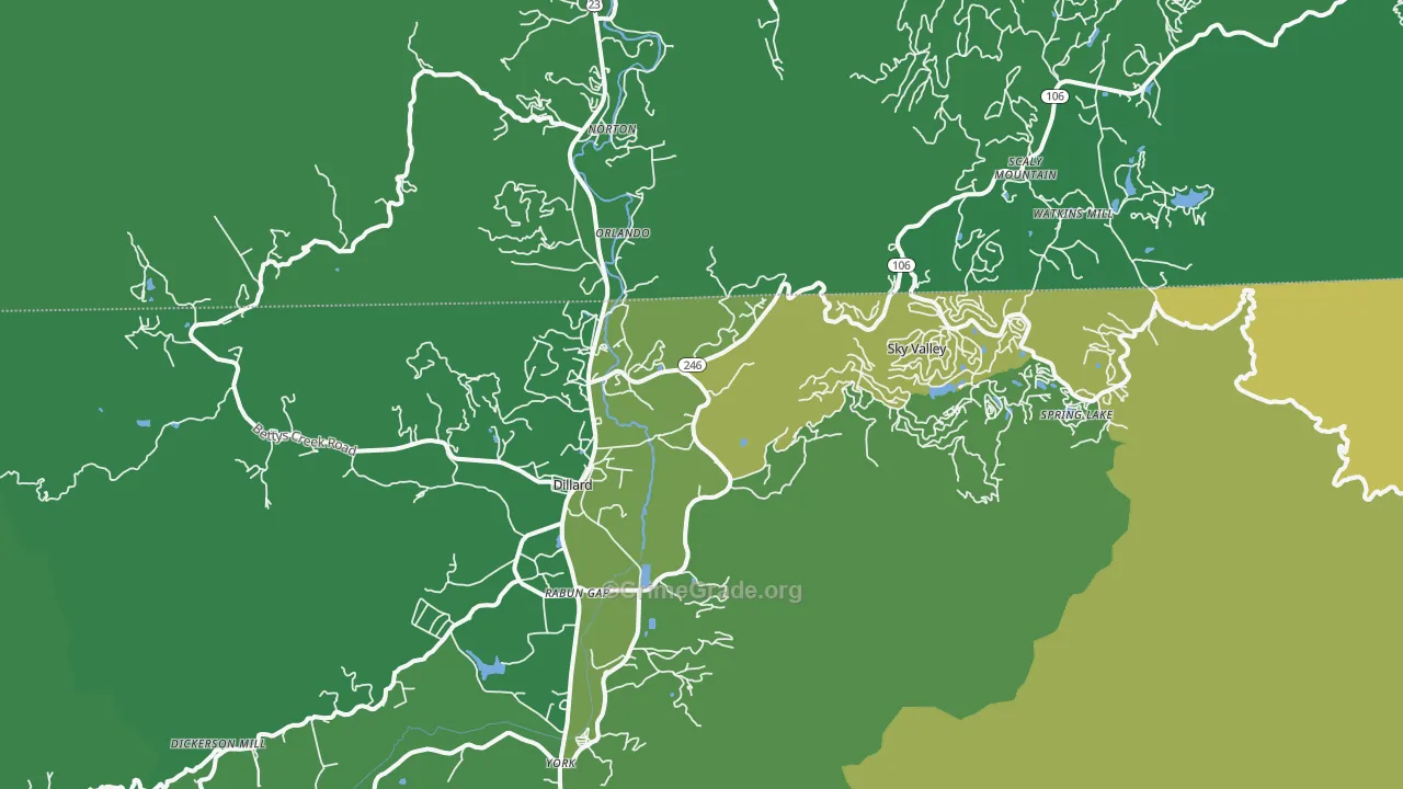 Dillard, GA Map of Vehicle Theft Rates