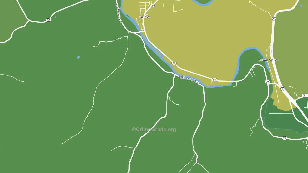 Dillard, OR Map of Vehicle Theft Rates