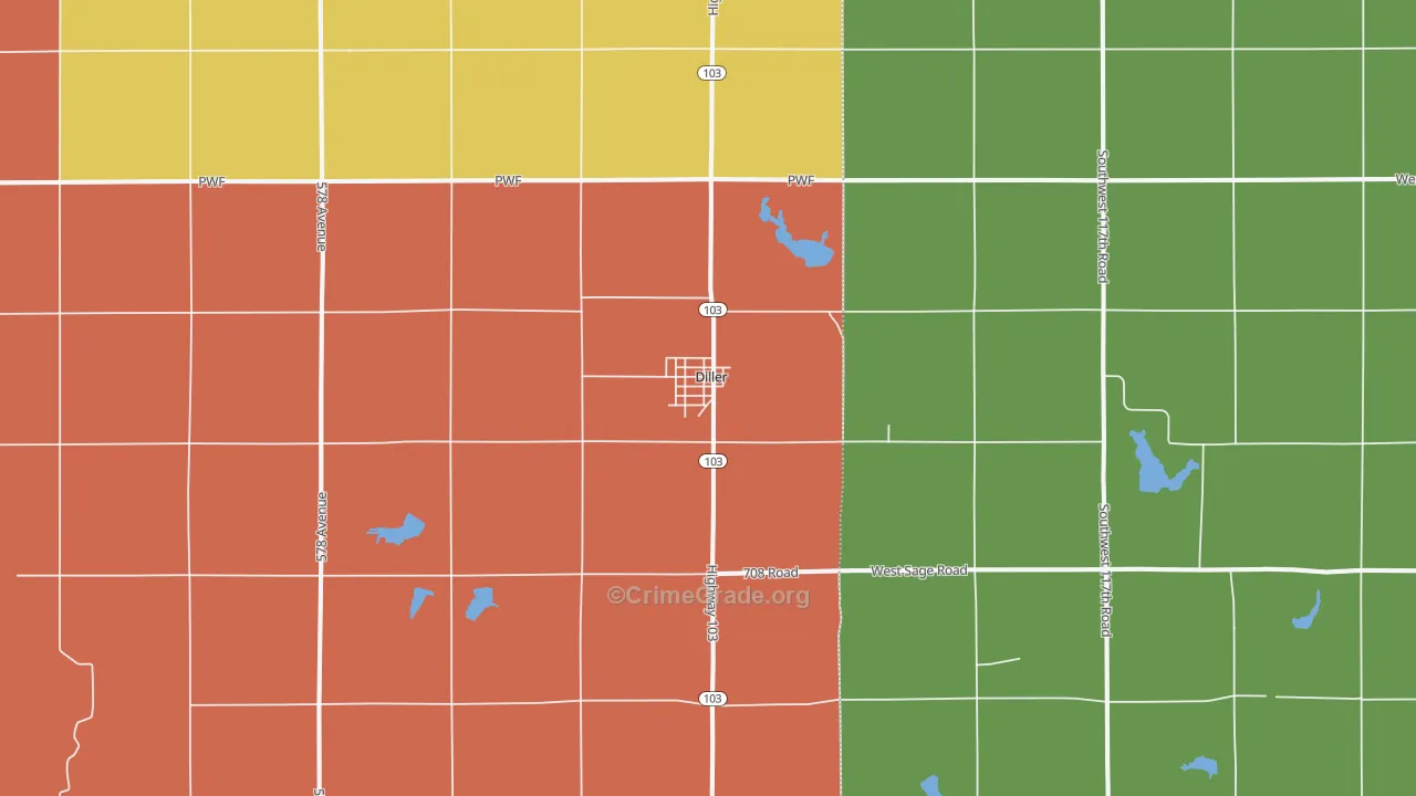 Diller, NE Map of Vehicle Theft Rates