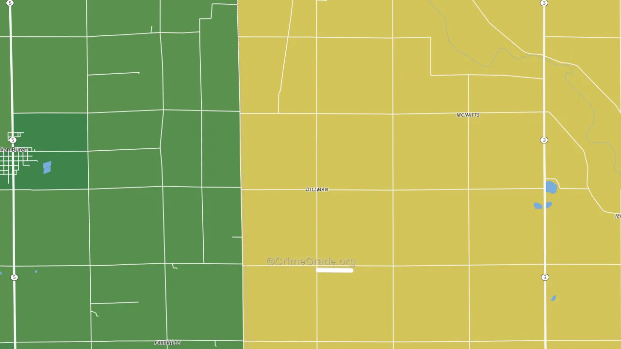 Dillman, IN Map of Vehicle Theft Rates