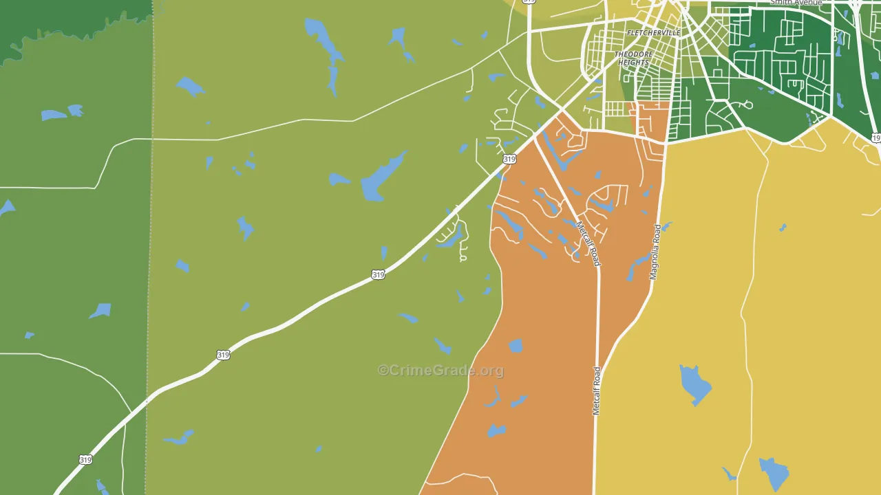 Dillon, GA Map of Vehicle Theft Rates
