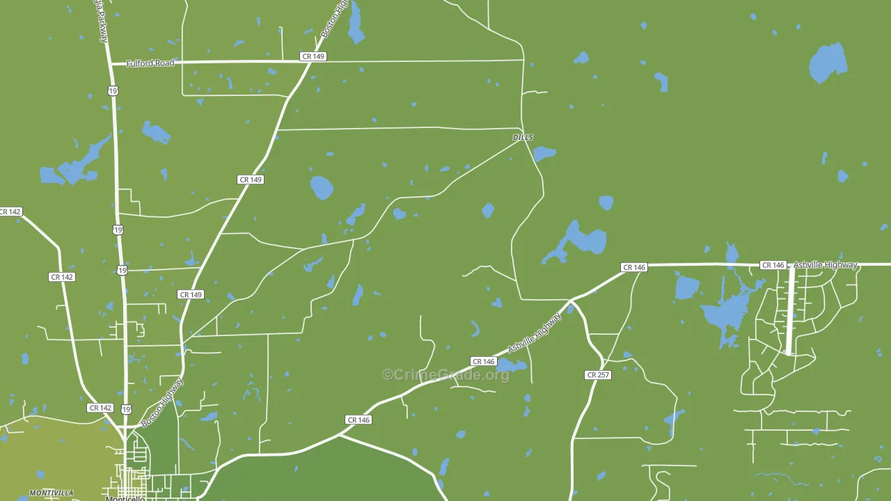 Dills, FL Map of Vehicle Theft Rates