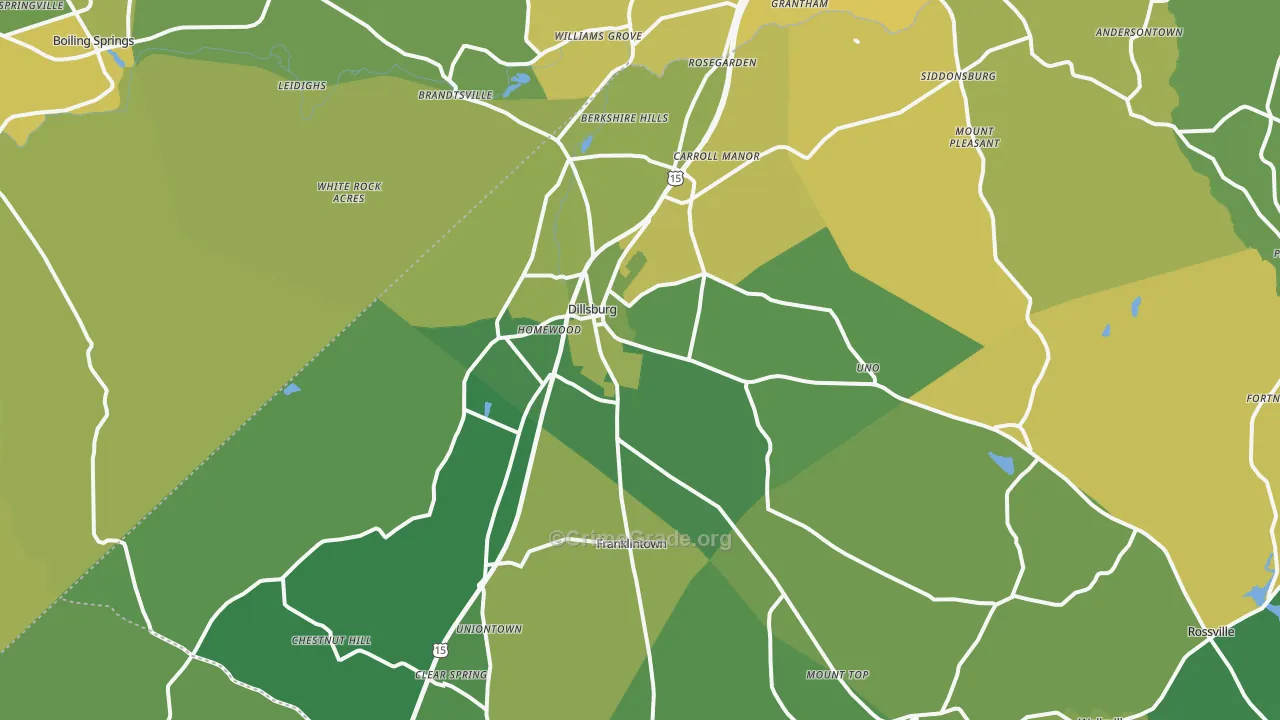 Dillsburg, PA Map of Vehicle Theft Rates