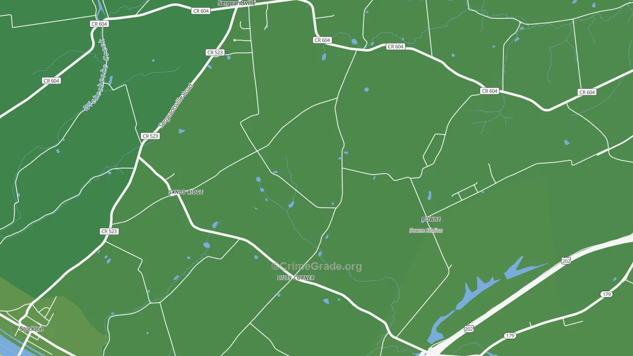 Dilts Corner, NJ Map of Vehicle Theft Rates