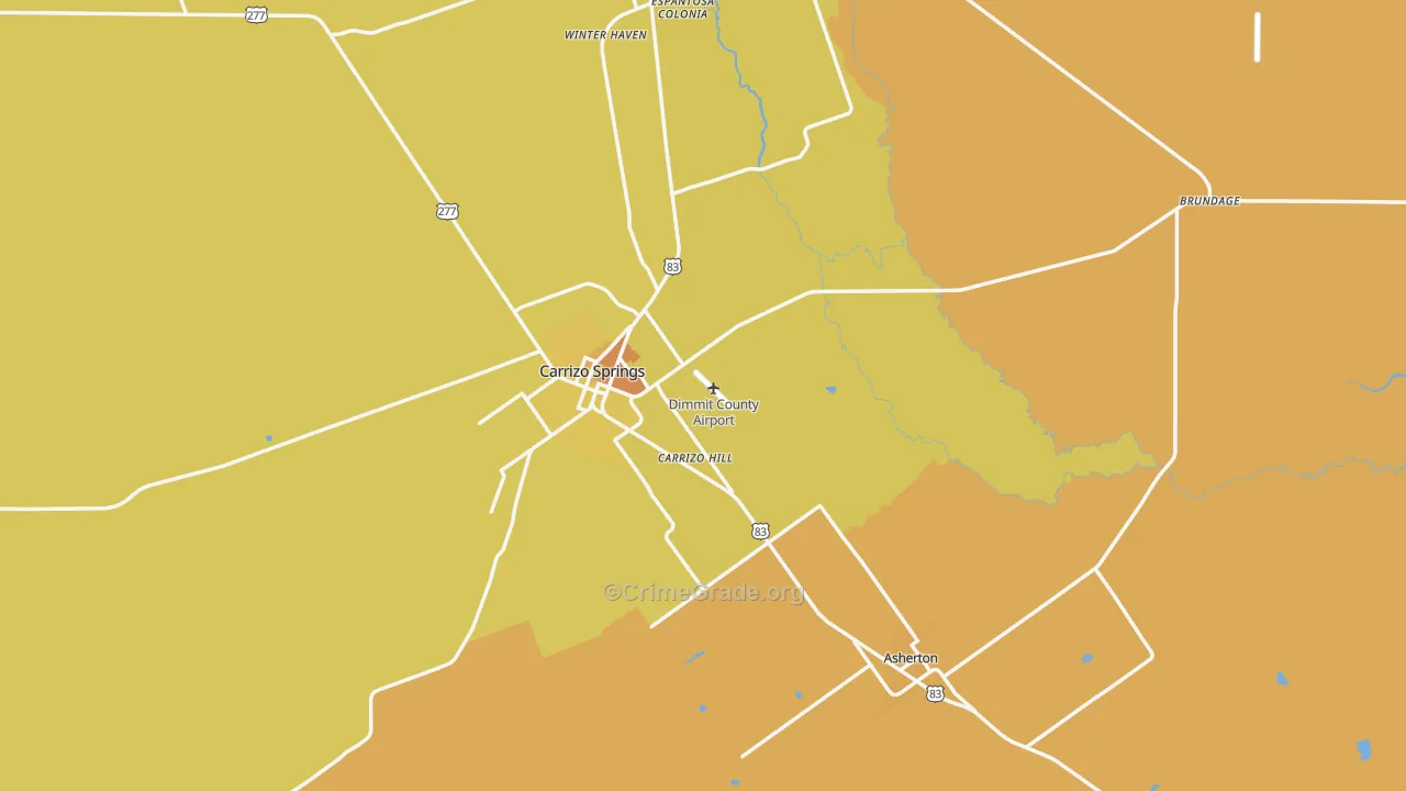 Dimmit County, TX Map of Vehicle Theft Rates