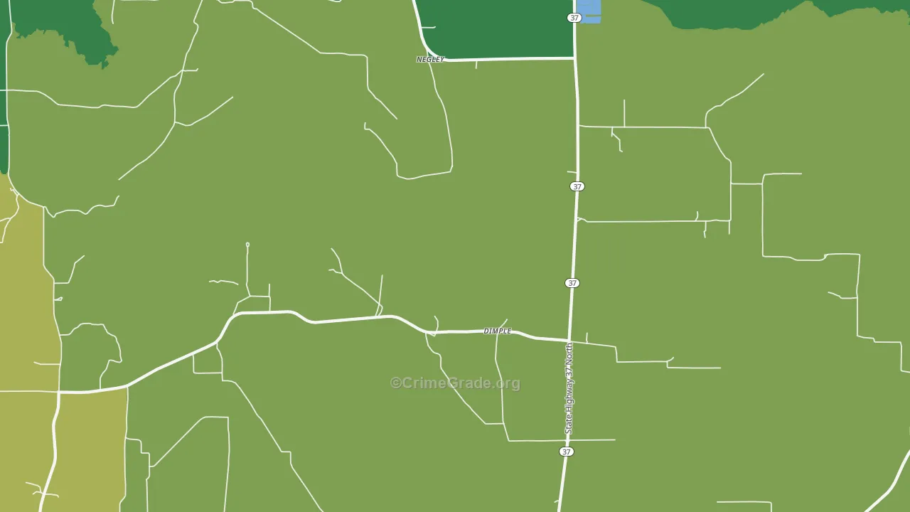 Dimple, TX Map of Vehicle Theft Rates
