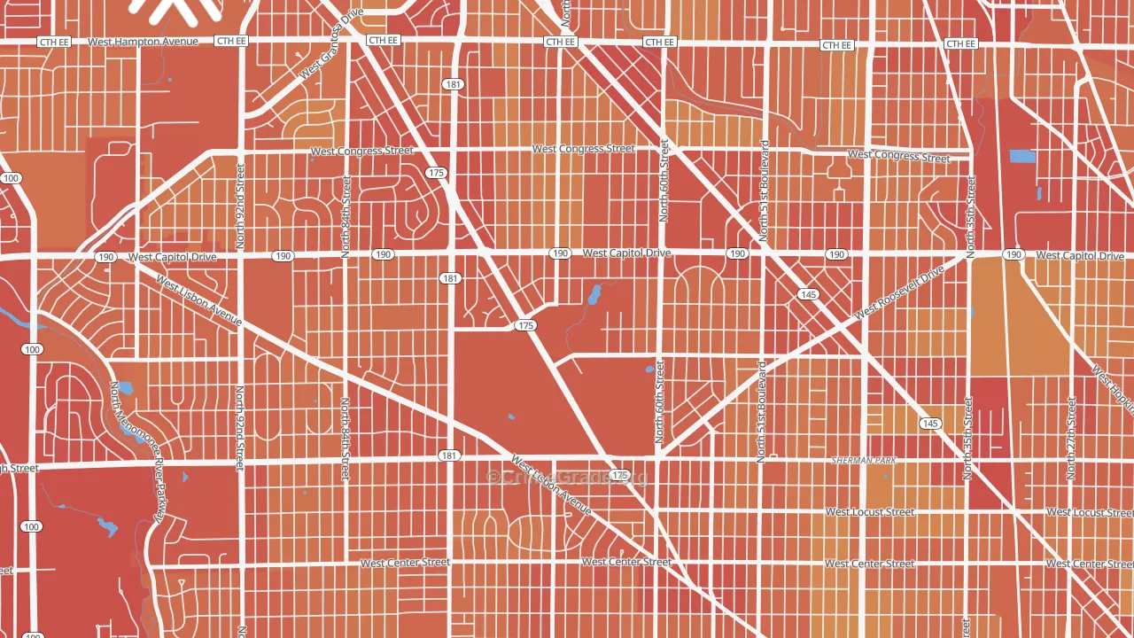 Dineen Park, Milwaukee, WI Map of Vehicle Theft Rates