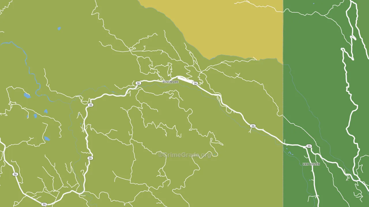 Dinsmore, CA Map of Vehicle Theft Rates